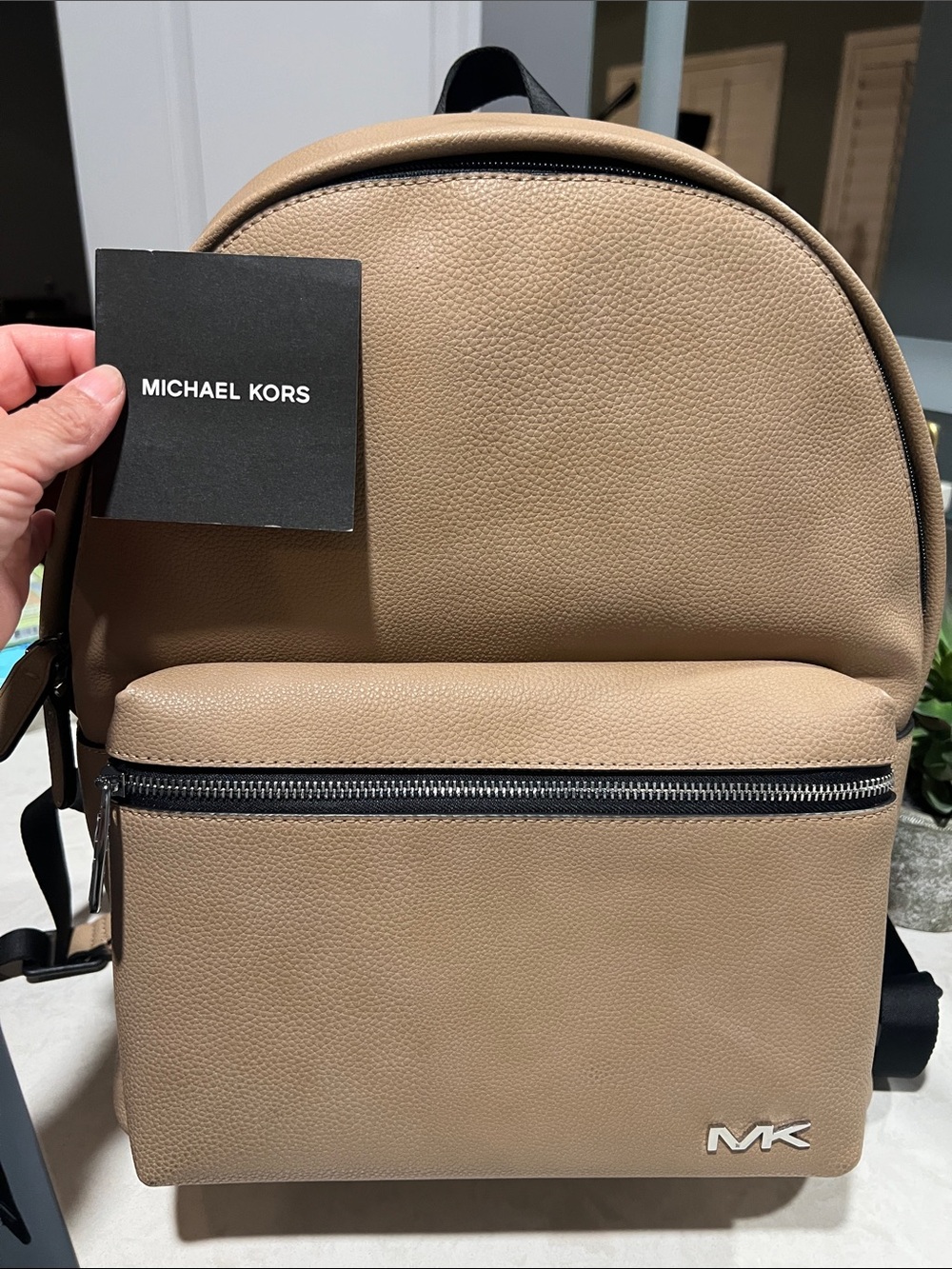 Michael Kors Men's Beige Backpack with MK Logo